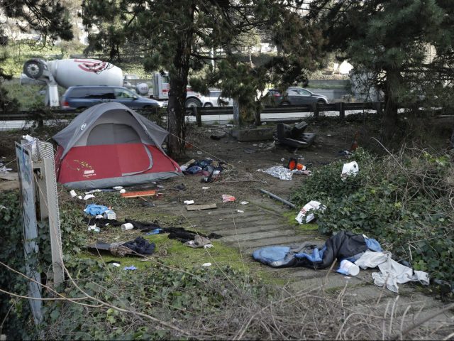 Tent and debris