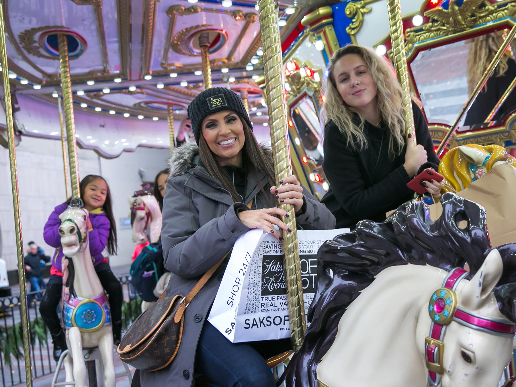 Carousel riders in downtown Seattle