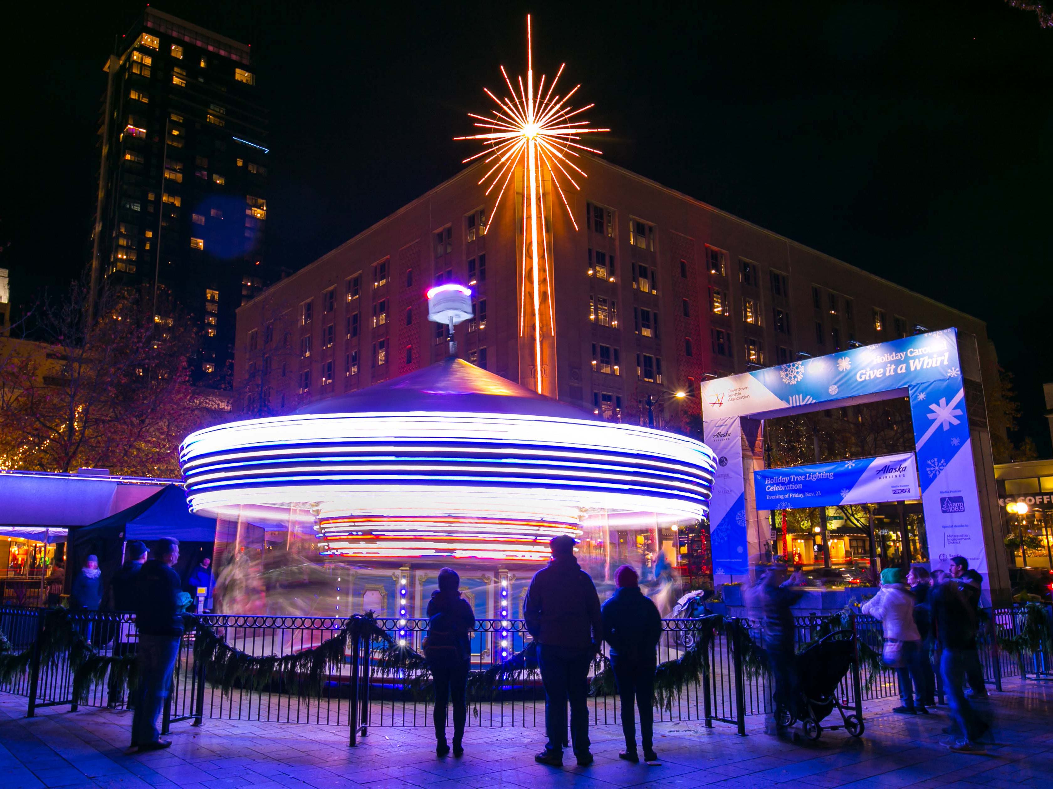 DSA Holiday Carousel at Night