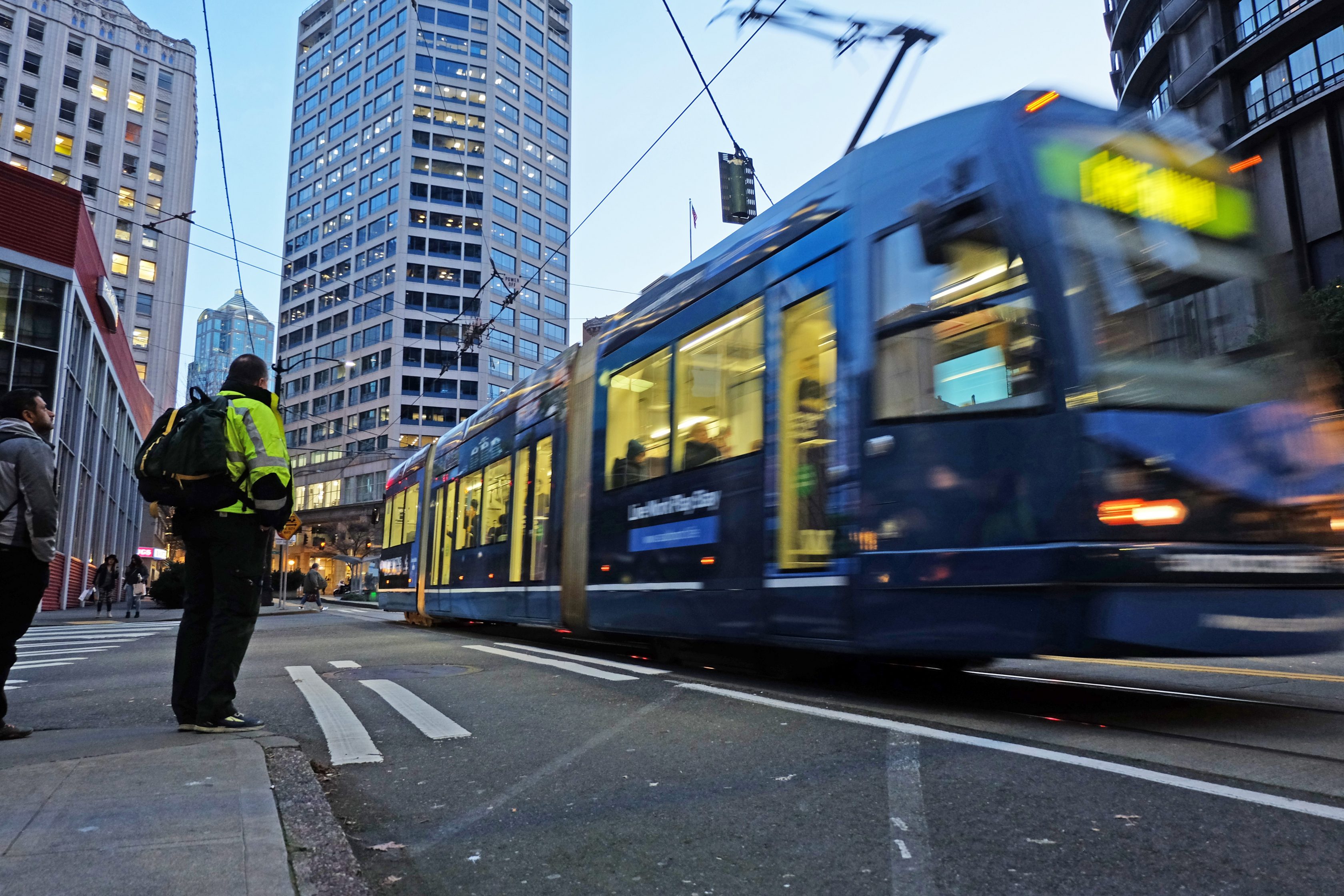 SLU streetcar line at dusk
