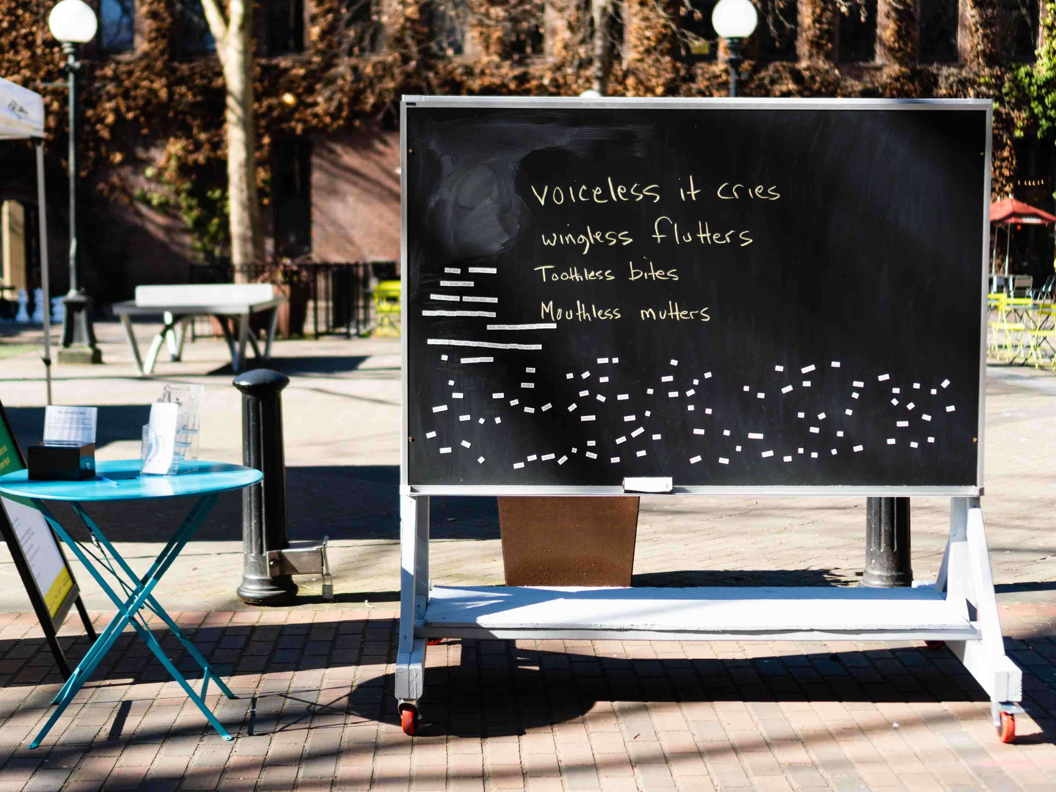Chalkboard with a riddle written on it