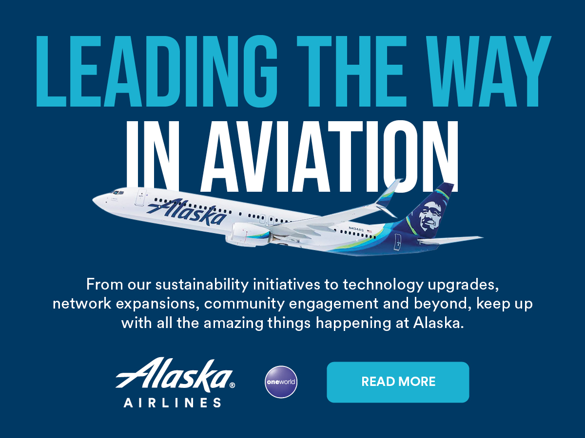 ADVERTISEMENT: Alaska Airlines. "Leading the Way in Aviation"