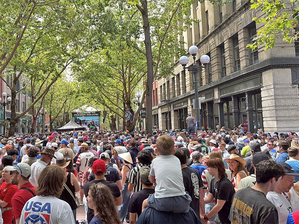 Crowd in Pioneer Square